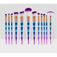 Your Brand  Hot Selling Rainbow Colorful Diamond Handle Makeup Brush Set  12 PCS Blending Eyeshadow Foundation Make Up Brushes